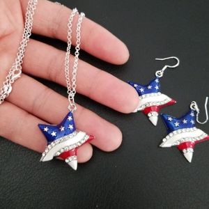 4th of July earrings and sterling silver necklace